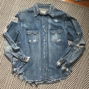 Denim & Supply Distressed Denim Work Shirt